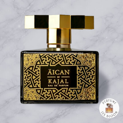 Buy Äican by Kajal eau de parfum - bottle on a marble background, Perfume Lex Bloom store. bottle on a light marble background