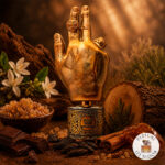The original bottle of Notre Dame Notte di Natale by Filippo Sorcinelli with a visualization of the fragrance notes