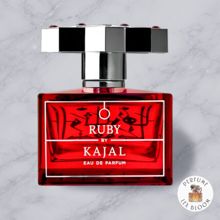 Buy Ruby by Kajal eau de parfum - bottle on a marble background, Perfume Lex Bloom store. bottle on a light marble background