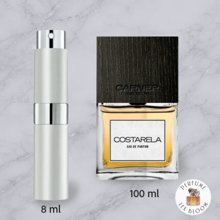 Size comparison of Costarela by Carner Barcelona on a marble background with Lexbloom store logo.