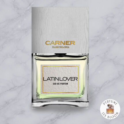 Latin Lover by Carner Barcelona on a marble background with Lexbloom store logo.