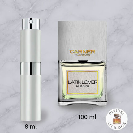 Size comparison of Latin Lover by Carner Barcelona on a marble background with Lexbloom store logo.