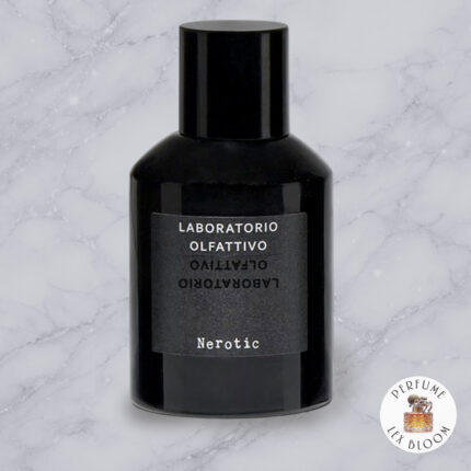 Nerotic by Laboratorio Olfattivo on a marble background with Lexbloom store logo.