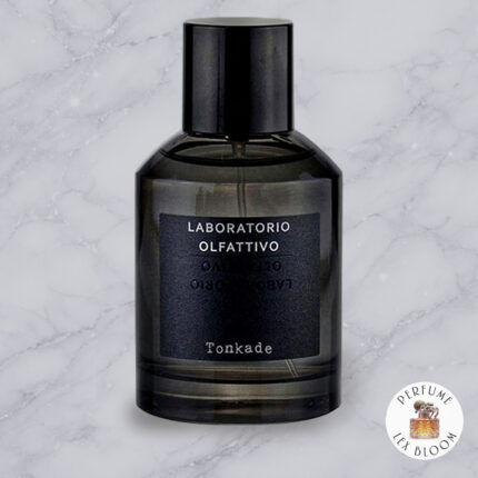Tonkade by Laboratorio Olfattivo on a marble background with Lexbloom store logo.