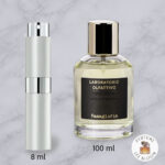 Size comparison of Vanagloria by Laboratorio Olfattivo on a marble background with Lexbloom store logo.